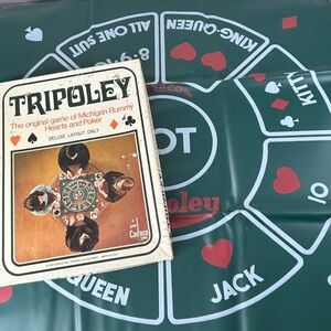 1969 Cadaco Tripoley 26" x 27" Vinyl Game Mat With Box Michigan Rummy